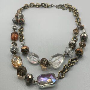 Acrylic Bib 2 Strand Bead 21" Necklace